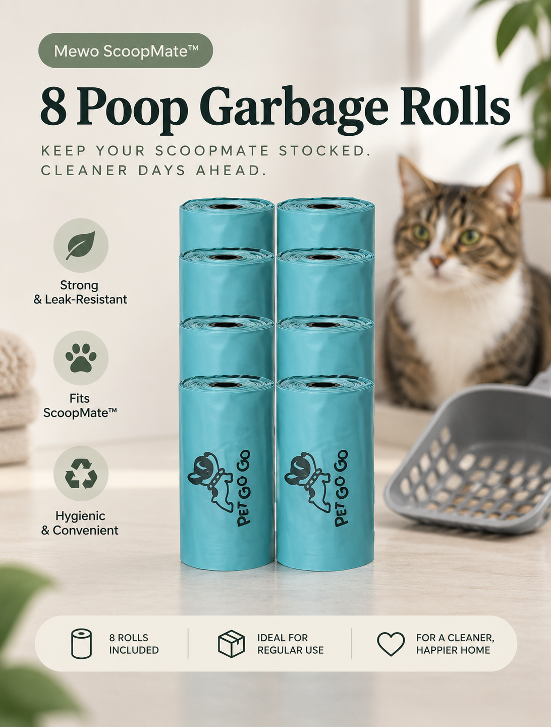 Cat Supplies Cat Litter Scoop with Refill Reusable Pet Cleaning Tool Cat Toilet Waste Cleaner Cat Litter Box Special